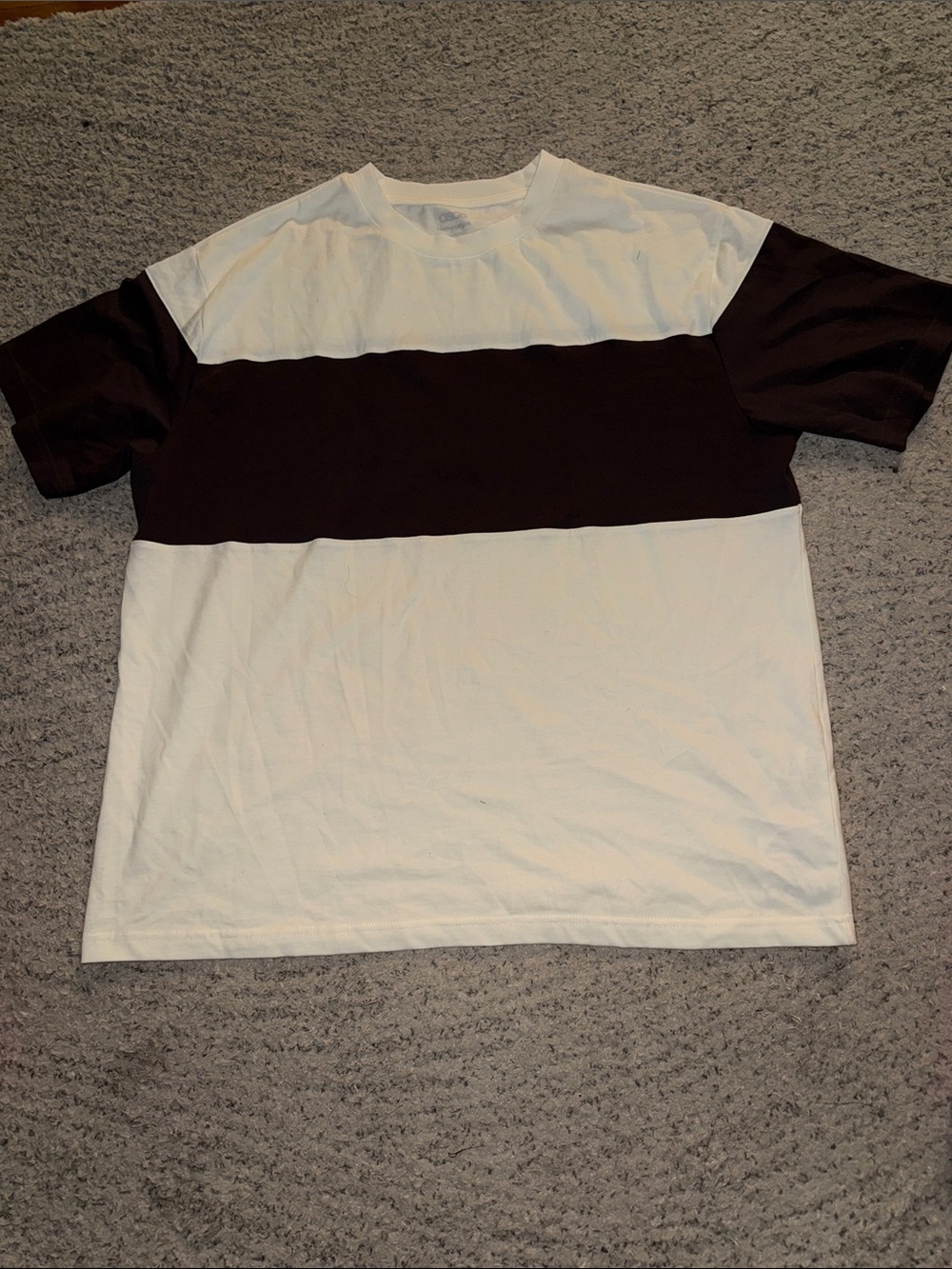 ASOS White and Dark Brown Colorblock Short Sleeve Tee